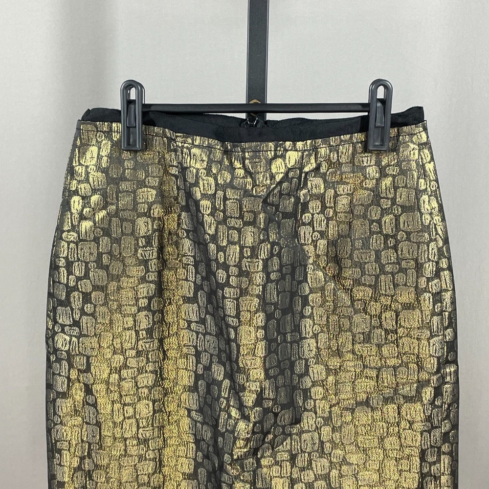 NEW Loft Skirt Womens 4 Petite black gold pencil straight classic - Picture 2 of 9